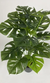 BİÇİÇEK   YAPAY ÇİÇEK SALON BİTKİSİ MONSTERA DEVE TABANI ANTRASİT RENK YALI SAKSIDA - 1