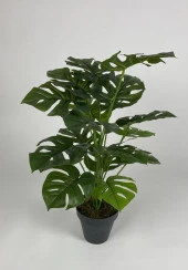 BİÇİÇEK   YAPAY ÇİÇEK SALON BİTKİSİ MONSTERA DEVE TABANI ANTRASİT RENK YALI SAKSIDA - 3