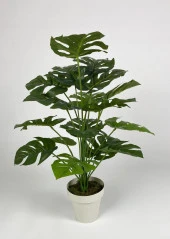 BİÇİÇEK   YAPAY ÇİÇEK SALON BİTKİSİ MONSTERA DEVE TABANI KIRIKBEYAZ RENK YALI SAKSIDA - 2