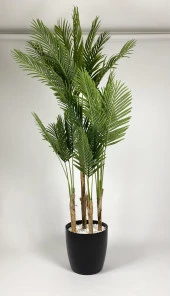 YAPAY AREKA-BÜYÜK BOY PALMİYE AĞACI 4 BAMBU GÖVDELİ VE MONSTERA-DEVETABANI AĞACI YALI SAKSIDA - 5