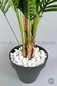 BİÇİÇEK   YAPAY AREKA AĞACI  BÜYÜK BOY PALMİYE AĞACI 4 BAMBU GÖVDELİ 220CM ANTRASİT RENK YALI SAKSIDA - 6