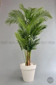 BİÇİÇEK   YAPAY AREKA AĞACI  BÜYÜK BOY PALMİYE AĞACI 4 BAMBU GÖVDELİ 220CM ANTRASİT RENK YALI SAKSIDA - 12