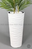 YAPAY AREKA AĞACI PALMİYE AĞACI 33 YAPRAKLI BAMBU GÖVDELİ BEYAZ KUMSAL SAKSI SALON ÇİÇEĞİ 150CM - 2
