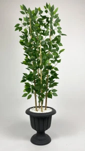 BİÇİÇEK   YAPAY BENJAMİN AĞACI 170CM YOĞUN YAPRAKLI BAMBU GÖVDELİ ANTRASİT RENK NERGİS SAKSIDA thumbnail 1