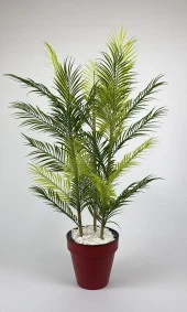 BİÇİÇEK   YAPAY AREKA AĞACI PALMİYE AĞACI 33 YAPRAKLI BAMBU GÖVDELİ KIRMIZI YALI SAKSIDA SALON ÇİÇEĞİ 110CM thumbnail 1