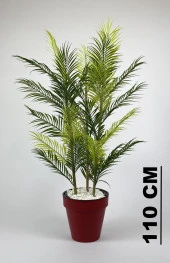 BİÇİÇEK   YAPAY AREKA AĞACI PALMİYE AĞACI 33 YAPRAKLI BAMBU GÖVDELİ KIRMIZI YALI SAKSIDA SALON ÇİÇEĞİ 110CM thumbnail 2