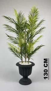 BİÇİÇEK   YAPAY AREKA AĞACI PALMİYE AĞACI 33 YAPRAKLI BAMBU GÖVDELİ ANTRASİT NERGİS SAKSI SALON ÇİÇEĞİ 130CM thumbnail 2