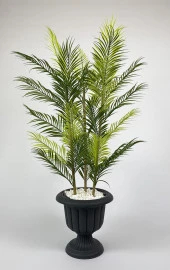 BİÇİÇEK   YAPAY AREKA AĞACI PALMİYE AĞACI 33 YAPRAKLI BAMBU GÖVDELİ ANTRASİT NERGİS SAKSI SALON ÇİÇEĞİ 130CM thumbnail 3