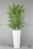 YAPAY AREKA AĞACI PALMİYE AĞACI 33 YAPRAKLI BAMBU GÖVDELİ BEYAZ KUMSAL SAKSI SALON ÇİÇEĞİ 150CM - 3