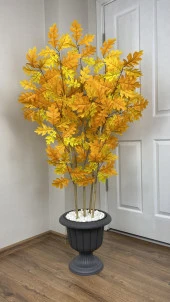 BİÇİÇEK   YAPAY BAMBU GÖVDELİ SONBAHAR ÇINAR AĞACI 170CM 5 BAMBULU ANTRASİT RENK NERGİS SAKSIDA YAPAY AĞAÇ thumbnail 1