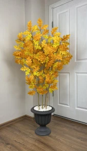 BİÇİÇEK   YAPAY BAMBU GÖVDELİ SONBAHAR ÇINAR AĞACI 170CM 5 BAMBULU ANTRASİT RENK NERGİS SAKSIDA YAPAY AĞAÇ thumbnail 2