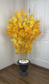 BİÇİÇEK   YAPAY BAMBU GÖVDELİ SONBAHAR ÇINAR AĞACI 170CM 5 BAMBULU ANTRASİT RENK NERGİS SAKSIDA YAPAY AĞAÇ thumbnail 3