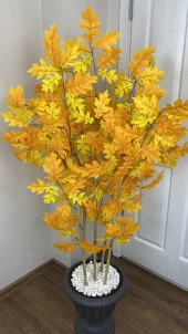 BİÇİÇEK   YAPAY BAMBU GÖVDELİ SONBAHAR ÇINAR AĞACI 170CM 5 BAMBULU ANTRASİT RENK NERGİS SAKSIDA YAPAY AĞAÇ thumbnail 4