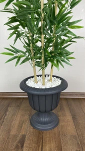 BİÇİÇEK   YAPAY BAMBU AĞACI  170CM YOĞUN YAPRAKLI ANTRASİT RENK NERGİS SAKSIDA thumbnail 3
