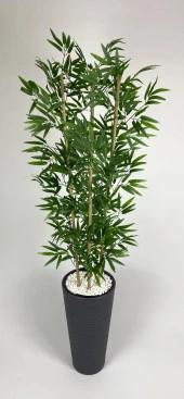 BİÇİÇEK   YAPAY BAMBU AĞACI  180CM YOĞUN YAPRAKLI ANTRASİT RENK KUMSAL SAKSIDA thumbnail 1
