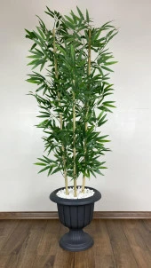 BİÇİÇEK   YAPAY BAMBU AĞACI  140CM YOĞUN YAPRAKLI ANTRASİT RENK NERGİS SAKSIDA thumbnail 2