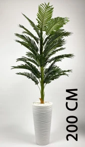 BİÇİÇEK   YAPAY AREKA AĞACI  BÜYÜK BOY PALMİYE AĞACI DEKORATİF KUMSAL BEYAZ RENK SAKSIDA thumbnail 2