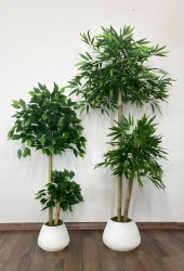 BİÇİÇEK   YAPAY BAMBU AĞACI 160CM + 125CM BENJAMİN AĞACI - 1