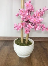 BİÇİÇEK   Yapay Ağaç Doğal Bambu Gövdeli Japon Ağacı Pembe Bahar Dalı Ağacı 125cm thumbnail 3
