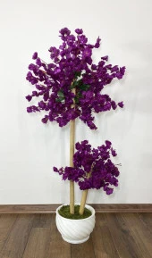 BİÇİÇEK   Yapay Ağaç Doğal Bambu Gövdeli Japon Ağacı Mor Bahar Dalı Ağacı 125cm - 2