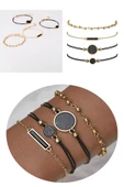 Kadın Bilekliği Takı Rose Gold Trend Hediye Şık 4'lü RB44 - 1