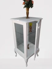 Gümüşlük vitrin 18491 ST KARE Model 98 cm Parlak Beyaz Boya Kayın Aslan Ayk 2Raf thumbnail 1