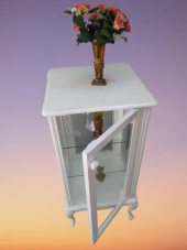 Gümüşlük vitrin 18491 ST KARE Model 98 cm Parlak Beyaz Boya Kayın Aslan Ayk 2Raf thumbnail 2