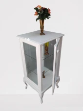 Gümüşlük vitrin 18491 ST KARE Model 98 cm Parlak Beyaz Boya Kayın Aslan Ayk 2Raf thumbnail 5