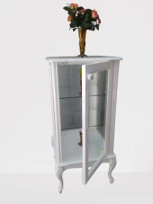 Gümüşlük vitrin 18491 ST KARE Model 98 cm Parlak Beyaz Boya Kayın Aslan Ayk 2Raf thumbnail 6