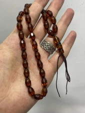 Faset Kesim Doğal Kaya Damla Kehribar Tesbih 33lük 14,70 Gram thumbnail 2