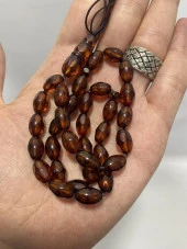 Faset Kesim Doğal Kaya Damla Kehribar Tesbih 33lük 14,70 Gram thumbnail 1