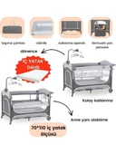 Gulz Atlas Plus Anne Yanı Sallanır Cibinlikli Dönenceli Oyun Parkı Bebek Beşik 70X110 Cm + Yataklı Dark Grey thumbnail 2