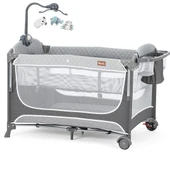 Gulz Atlas Plus Anne Yanı Sallanır Cibinlikli Dönenceli Oyun Parkı Bebek Beşik 70X110 Cm + Yataklı Dark Grey thumbnail 8