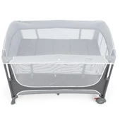 Gulz Atlas Plus Anne Yanı Sallanır Cibinlikli Dönenceli Oyun Parkı Bebek Beşik 70X110 Cm + Yataklı Dark Grey thumbnail 3