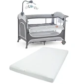 Gulz Atlas Plus Anne Yanı Sallanır Cibinlikli Dönenceli Oyun Parkı Bebek Beşik 70X110 Cm + Yataklı Dark Grey thumbnail 1