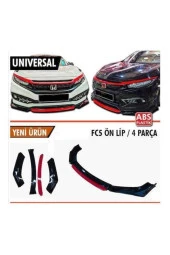Üniversal Esnek 4 Parça Kırmızı Dilli Lip Piano Black Flaplı Kanatlı Abs Plastik - 1