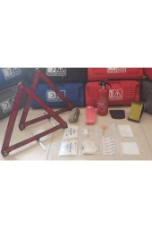 Lüks Ilk Yardım Çantası, Trafik Seti, Araç Muayene Çantası, Yangın Tüpü Vs... Kırmızı Renk thumbnail 2