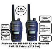 Aselsan PM985 12Km Açık Alan Mesafeli Pmr El Telsizi (2'li Set) - 1