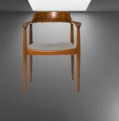 Sandalye ST 14220 Zus138 TAM EĞİKKOLÇAK Kayın RETRO Parlak Ceviz keten kumaş thumbnail 5