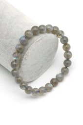 Labradorit ( AA Kalite ) Doğal Taş Bileklik 8 mm Küre Kesim thumbnail 1