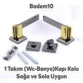Fulya Lüx Füme Gold Kare Rozetli Wc-Banyo Uyumlu Kapı Kolu Sağa ve Sola Uygun Kapı Kolları 1 Takım thumbnail 2