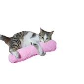 KEDİ OYUNCAĞI SARILMA YASTIĞI UYKU OYUNCAĞI KEDİ OTLU 30 CM PELUŞ ( 1 ADET ) PEMBE - 1