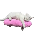 KEDİ OYUNCAĞI SARILMA YASTIĞI UYKU OYUNCAĞI KEDİ OTLU 30 CM PELUŞ ( 1 ADET ) PEMBE - 2
