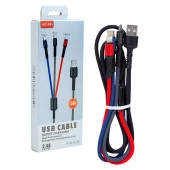 Powermaster JKX-44 Usb To Micro Usb Type-C Lightning 3’Lü 2.4 Amper Şarj Kablosu - 2