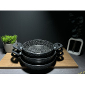 BENA LİFE Granit 20-22-24 Cm Granit 3lü Çift Kulplu Omlet/sahan Tava Seti - 2