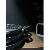 BENA LİFE Granit 20-22-24 Cm Granit 3lü Çift Kulplu Omlet/sahan Tava Seti - 3