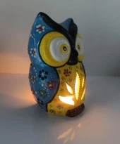 Buhurdanlık Baykuş Çini Mumluk Işık Ev Dekor Masa Özel Gün Hediye - 4