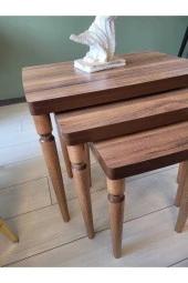 AKSET 3Lü Lüx Zigon Sehpa Full Ceviz thumbnail 2