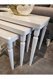 AKSET 3Lü Lüx Zigon Sehpa Full Beyaz - 3