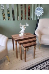 AKSET 3Lü Lüx Zigon Sehpa Full Ceviz thumbnail 3